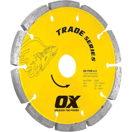 Ox Tools Trade Tuck Pointing Diamond Blade, Diameter: 4" / 100mm, Bore: 7/8'' - 5/8'' / 22mm - 15mm OX-TMR-4